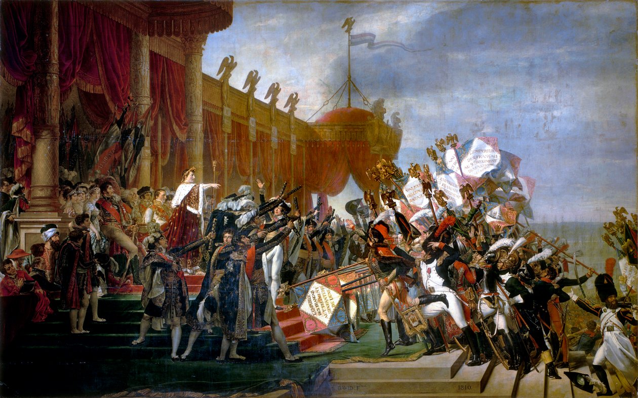 Die Armee leistet dem Kaiser nach der Verteilung der Adler am 5. Dezember 1804 den Eid von Jacques Louis David