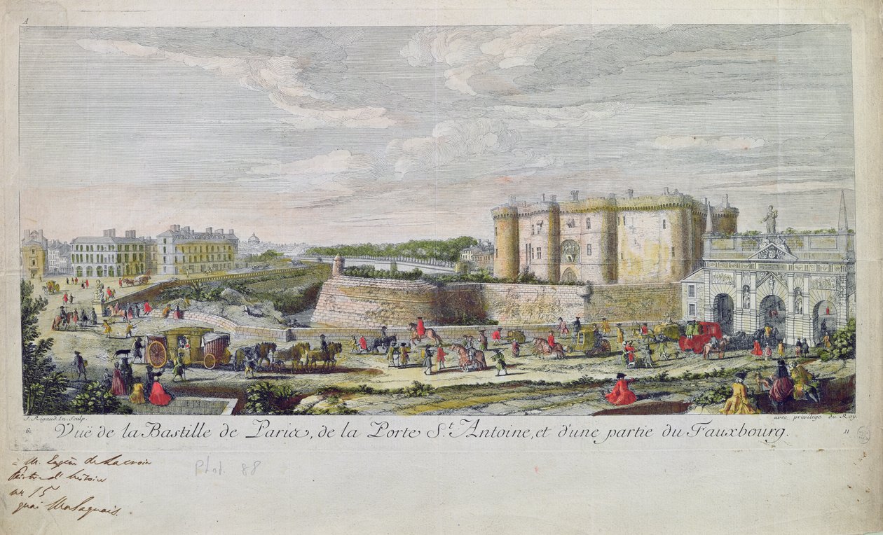 Ansicht der Bastille und des Porte Saint-Antoine von Jacques Rigaud