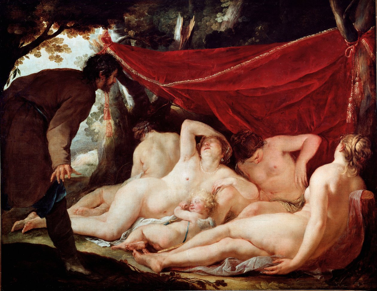 Komm und die Grazien überrascht von einem Sterblichen. Gemälde von Jacques Blanchard (1600-1638). Louvre Museum von Jacques Blanchard