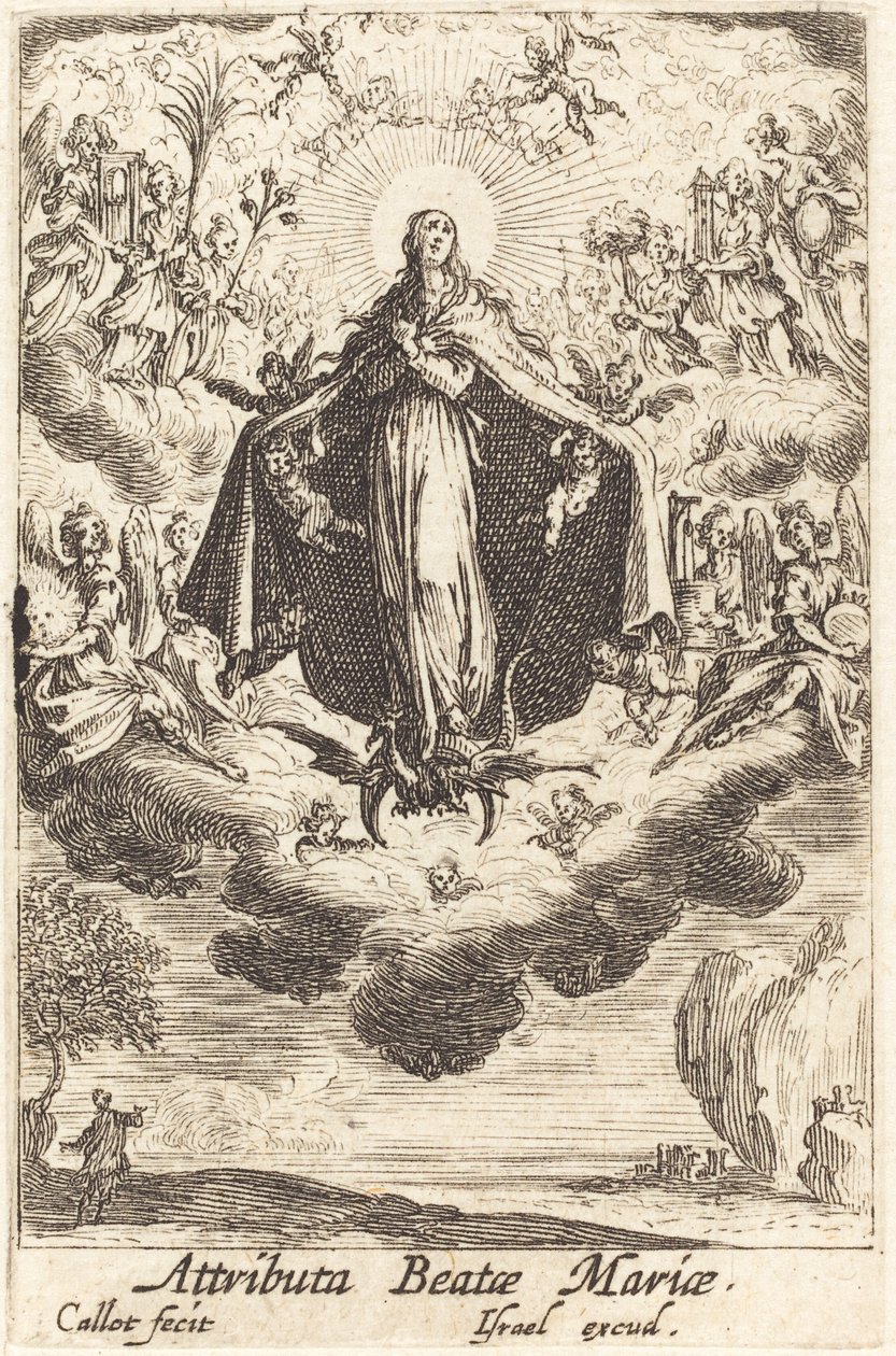 Attribute der Jungfrau, um oder nach 1630 von Jacques Callot