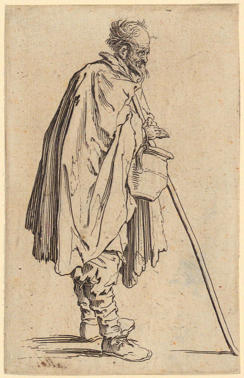 Bettler mit dem Krug, Blatt 6 der Folge "Die Bettler" von Jacques Callot