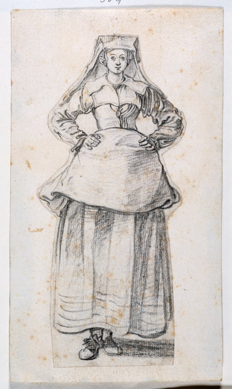 Bürgerinnen in verschiedenen Haltungen, aus dem Druckalbum 21, Nummer 304 von Jacques Callot