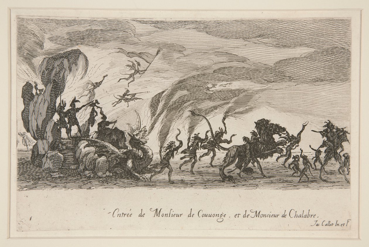Kampf an der Barriere, Eintritt von Monsieur de Couvonge und Monsieur de Chalabre von Jacques Callot