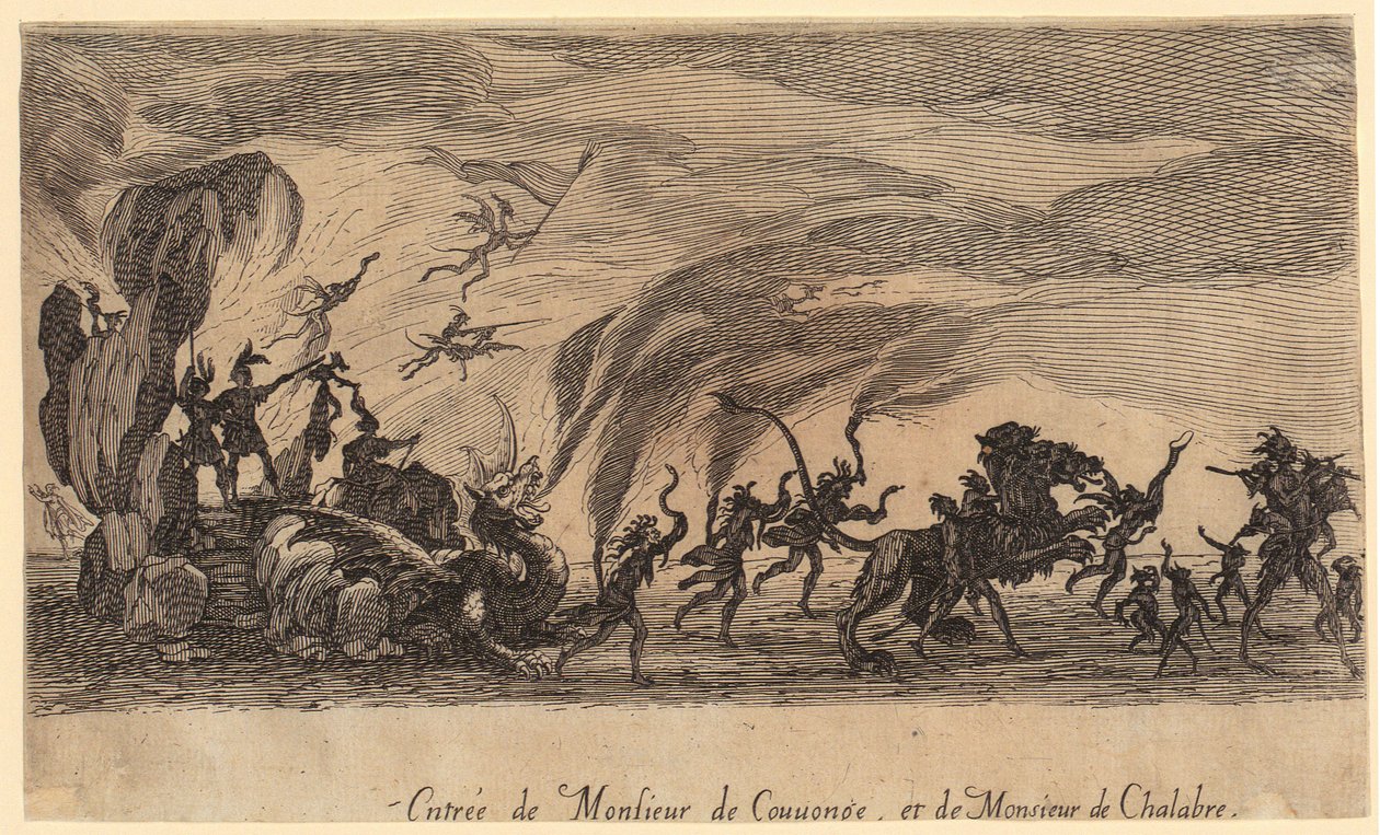 Einzug von Monsieur de Couvonge und von Monsieur de Chalabre, Blatt 5 der Folge "Das Turnier" von Jacques Callot