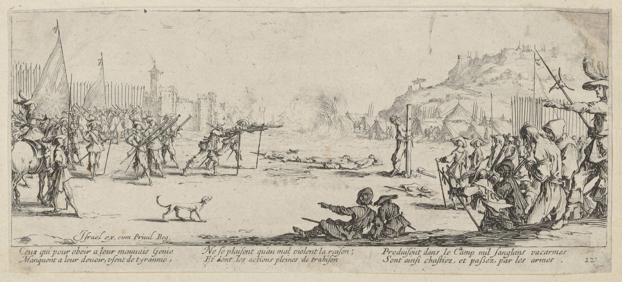 Erschießung, Blatt 12 der Folge "Grauen des Krieges" von Jacques Callot