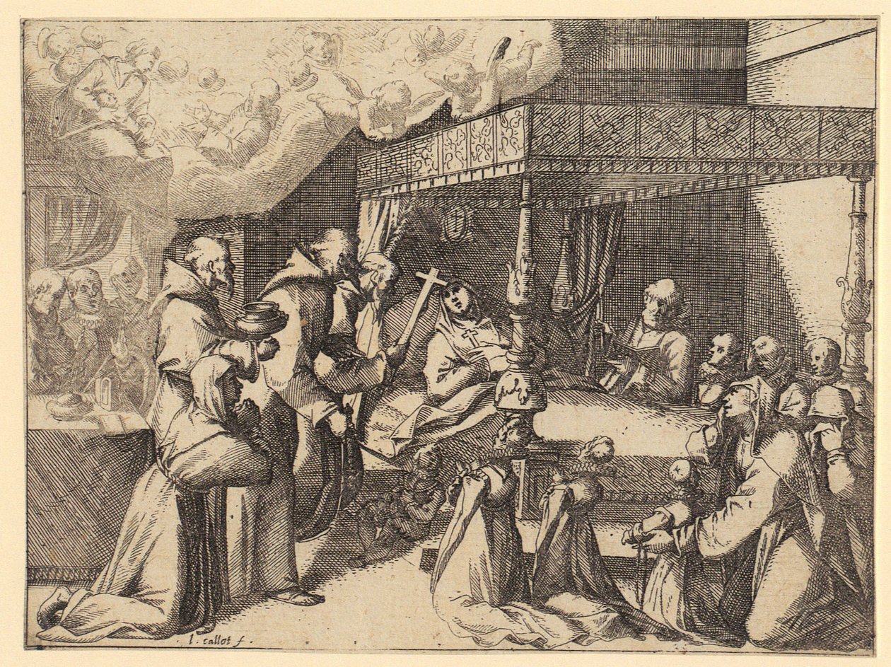 Erzherzogin Margarethe bei der Papstaudienz, Blatt 5 der Folge "Requiem für die Königin von Spanien" von Jacques Callot