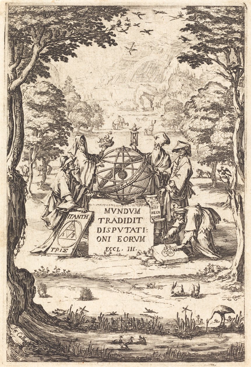 Frontispiz für die Heilige Cosmologia (Titel mit Astrologen) von Jacques Callot