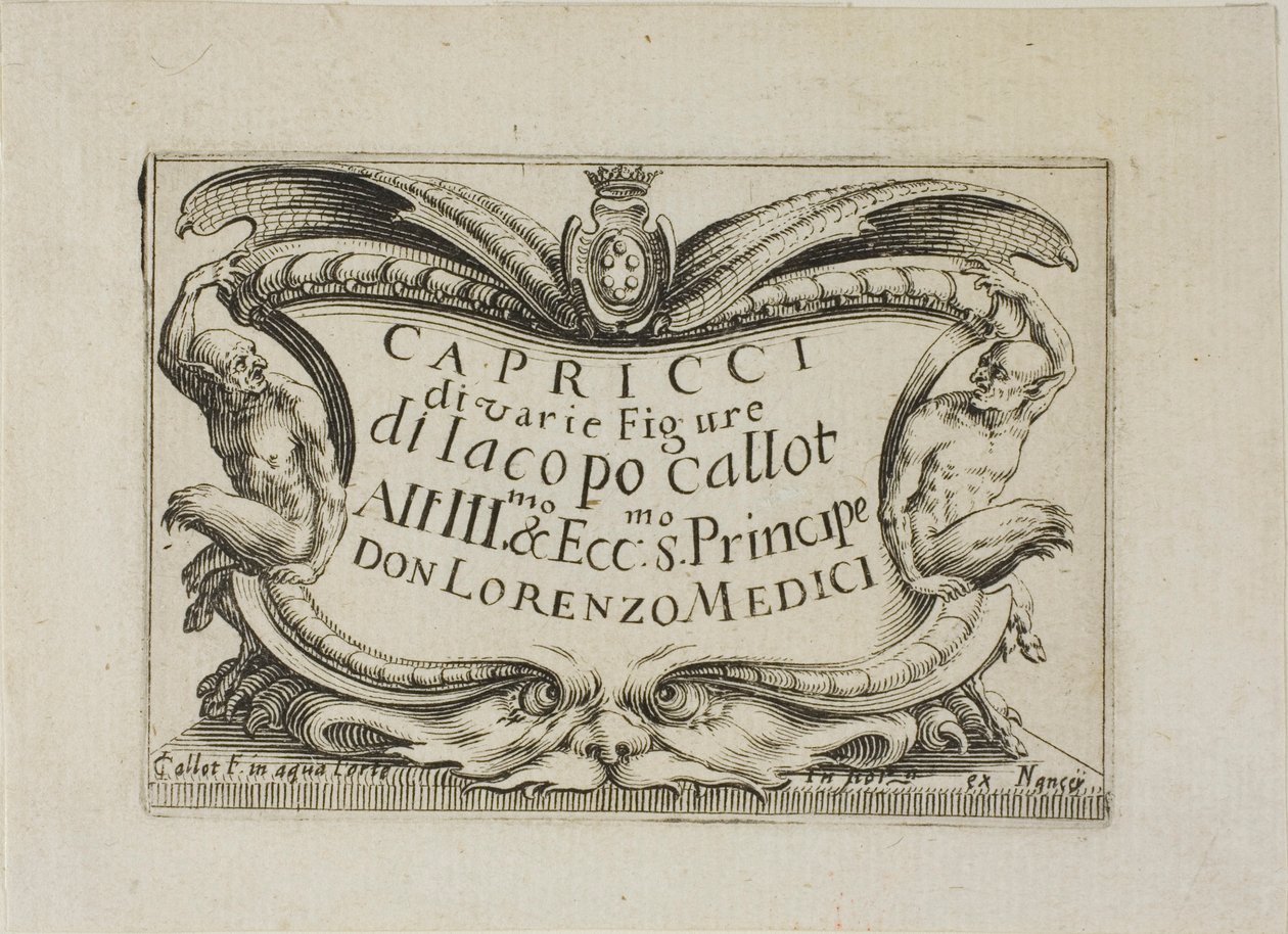 Frontispiz, aus Capricci di varie figure - Das Nancy-Set von Jacques Callot