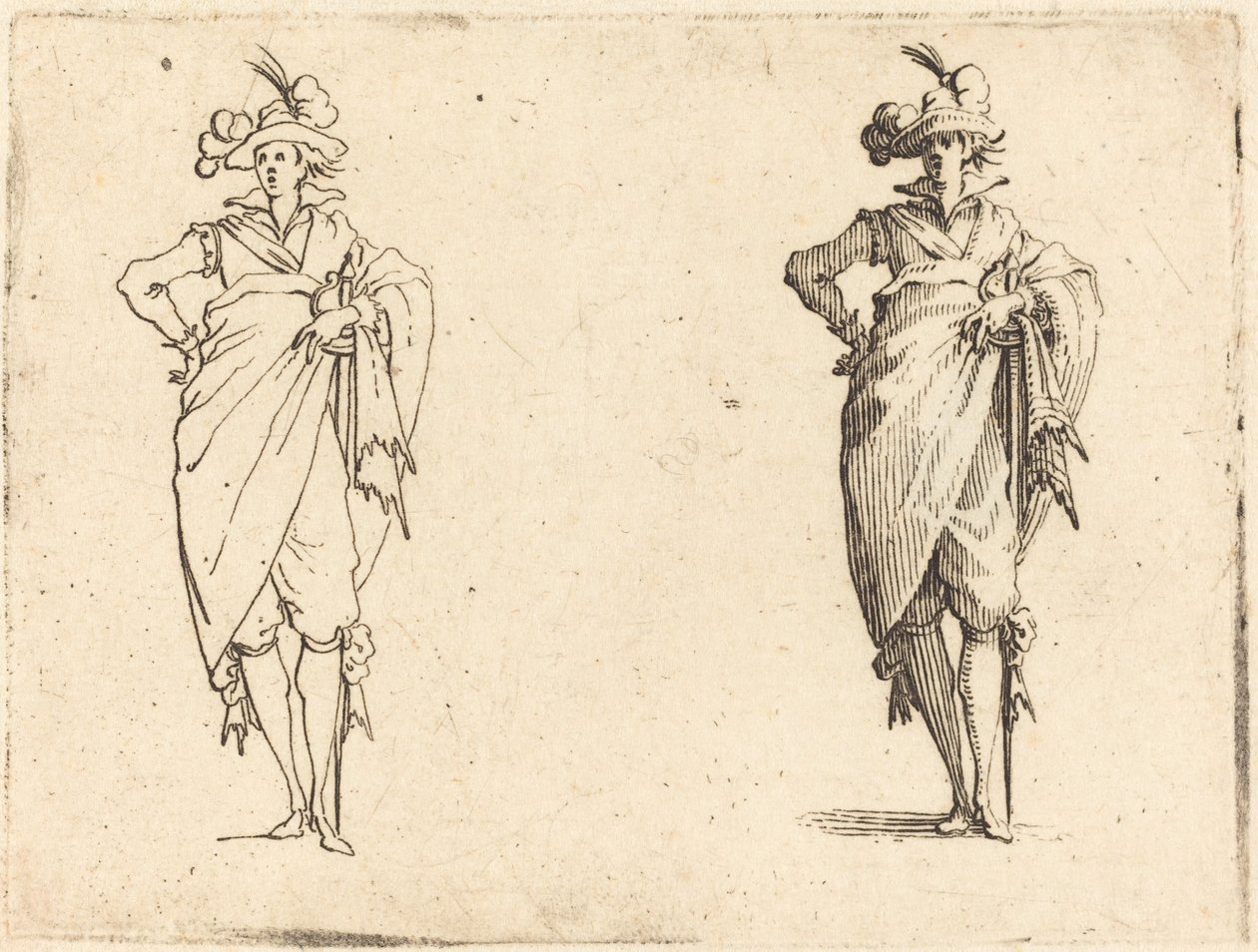 Herr von vorne gesehen mit Hand an der Hüfte von Jacques Callot