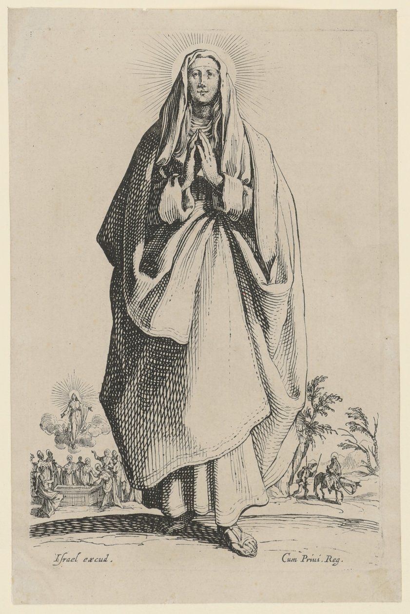 Heilige Jungfrau Maria, Blatt 3 der Folge "Jesus, die zwölf Apostel und Maria" von Jacques Callot