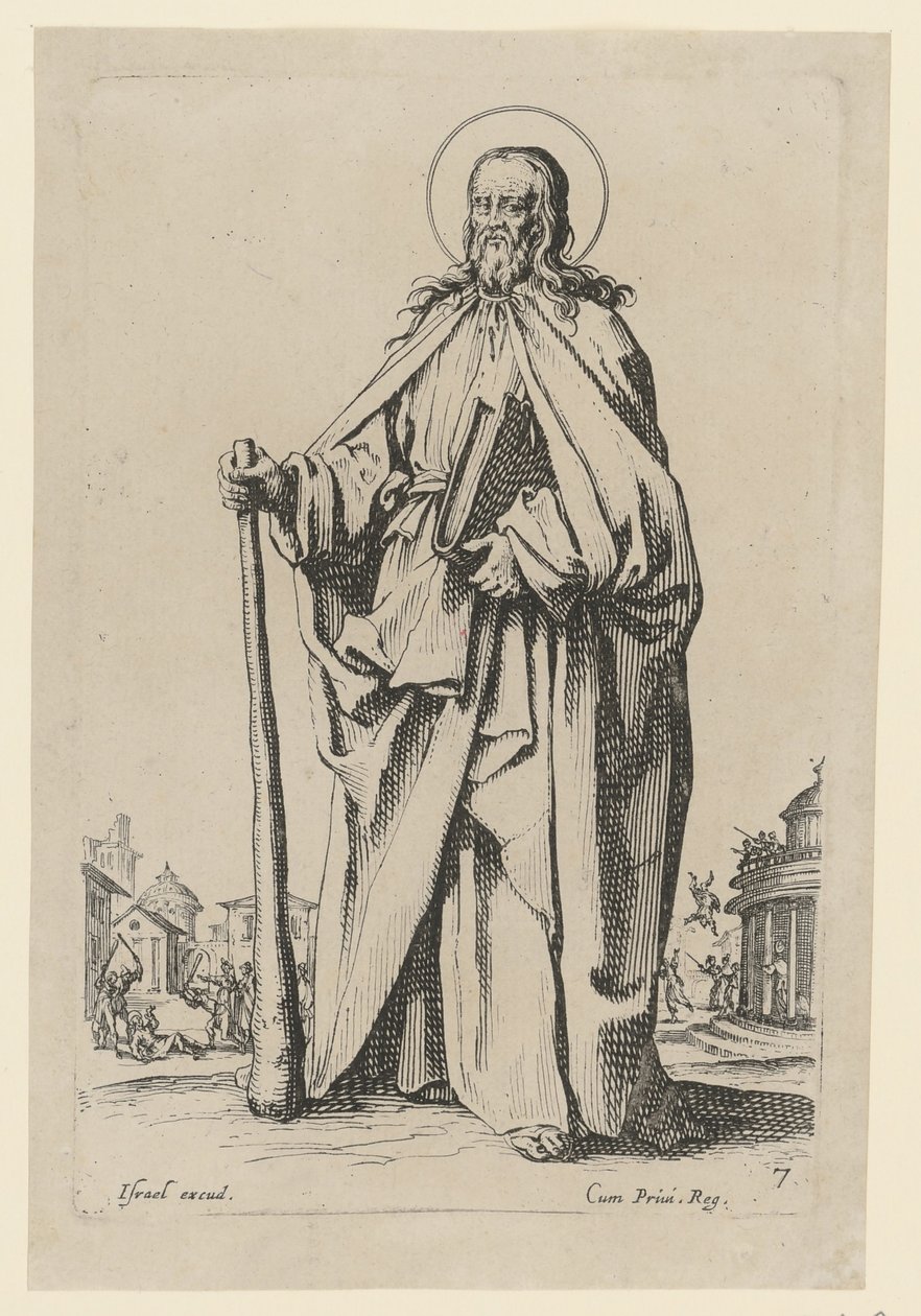 Heiliger Jakobus der Jüngere, Blatt 9 der Folge "Jesus, die zwölf Apostel und Maria" von Jacques Callot