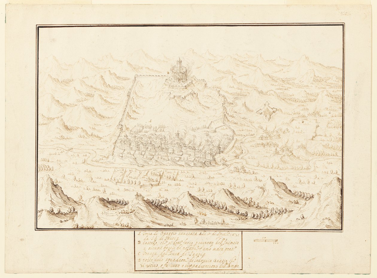 Isometrische Ansicht von Torra de Ottaggio von Jacques Callot