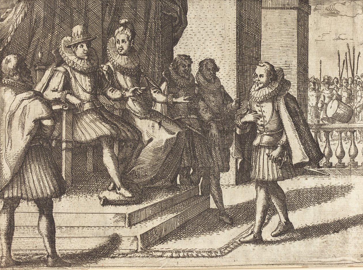 König und Königin beraten über die Türken (recto) von Jacques Callot