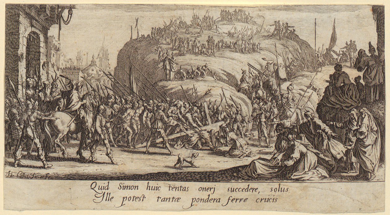 Kreuztragung, Blatt 6 der Folge "Die große Passion" von Jacques Callot