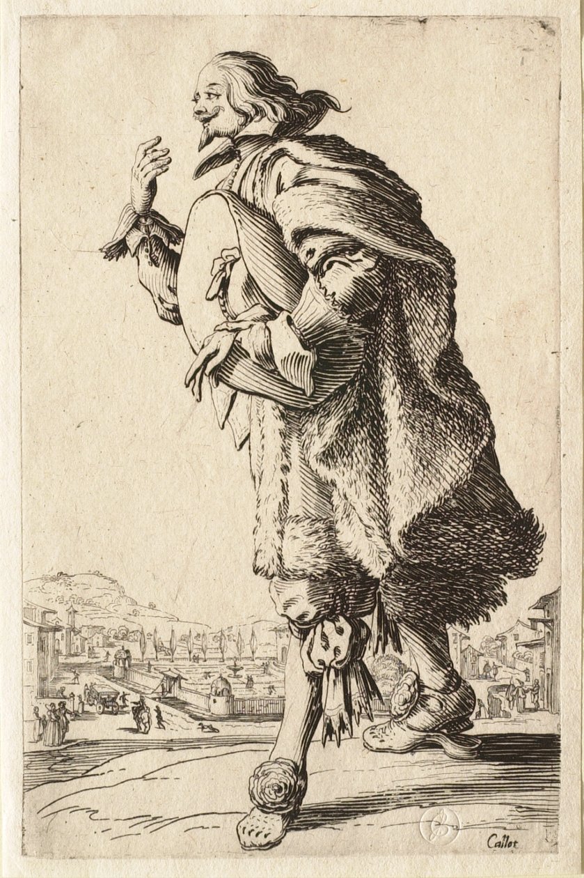 Der Adel: Der Edelmann, der grüßt und seinen Filzhut unter dem Arm hält von Jacques Callot