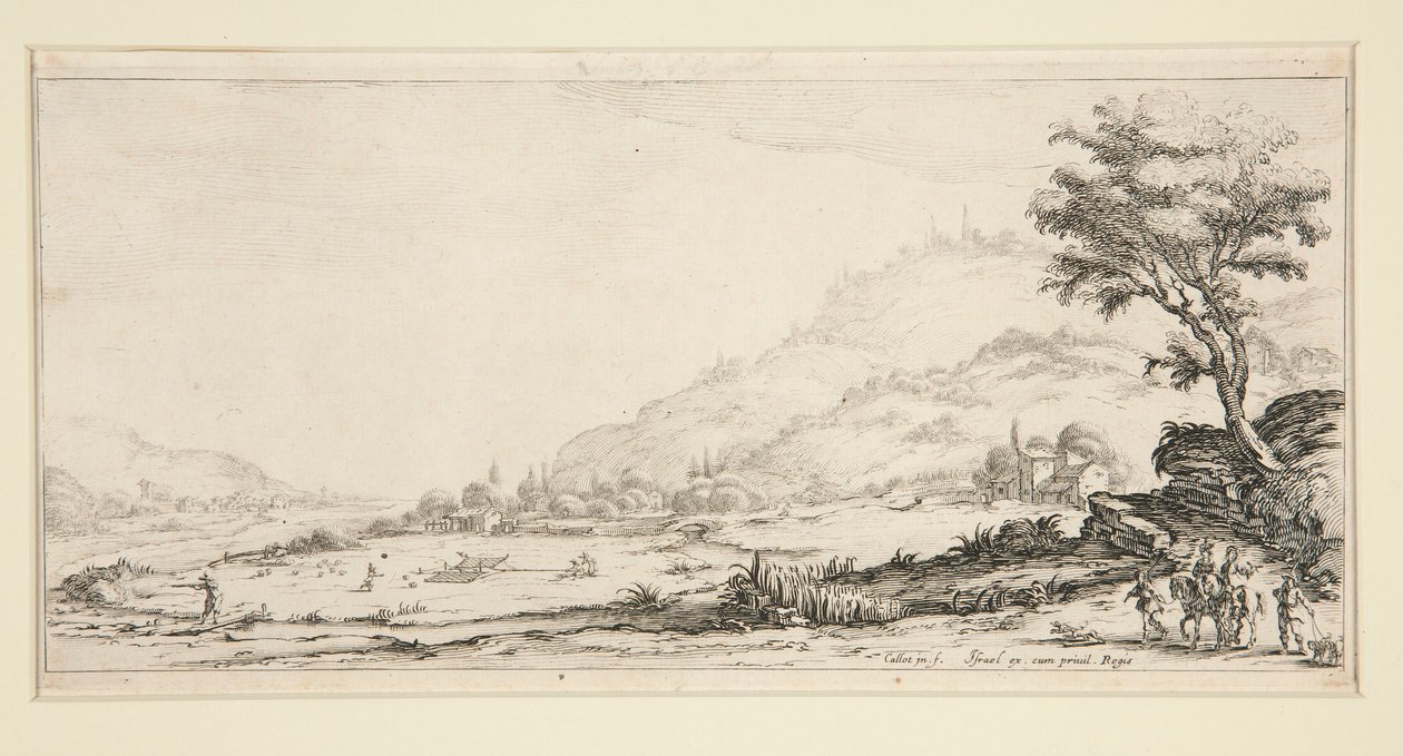 Die Vogeljagd, aus Landschaften für Giovanni de Medici von Jacques Callot