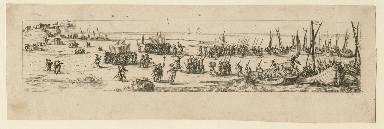 Landung der Truppen bei der Belagerung von La Rochelle, 1630 von Jacques Callot