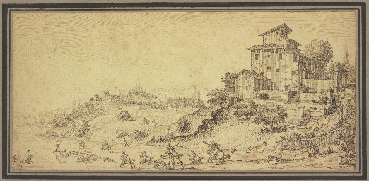 Landschaft mit Hirschjagd von Jacques Callot