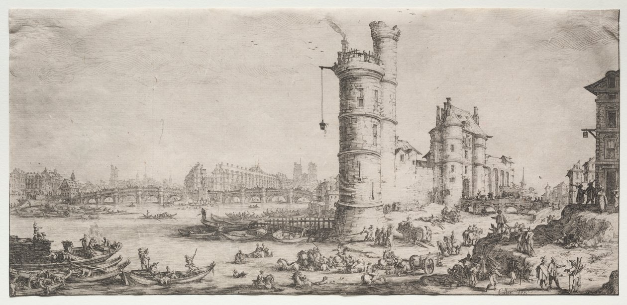 Die zwei großen Ansichten von Paris: Ansicht der Pont Neuf von Jacques Callot