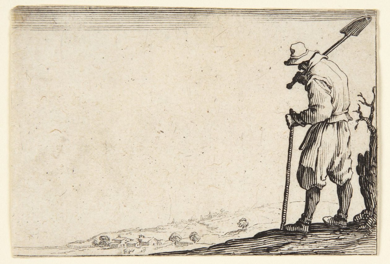 Bauer mit Spaten auf der Schulter von Jacques Callot