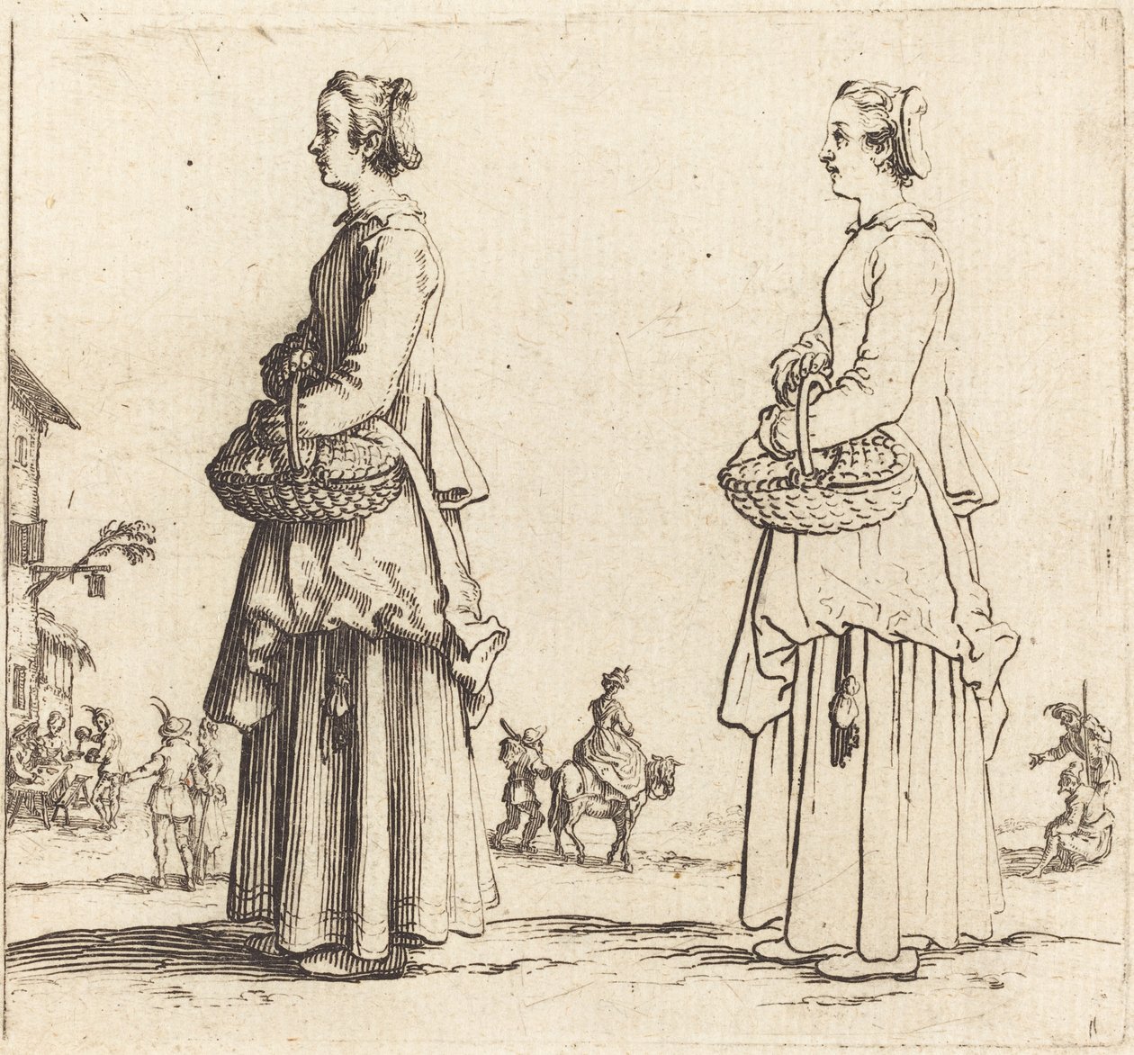 Bäuerin mit Korb im Profil, nach links gewandt von Jacques Callot