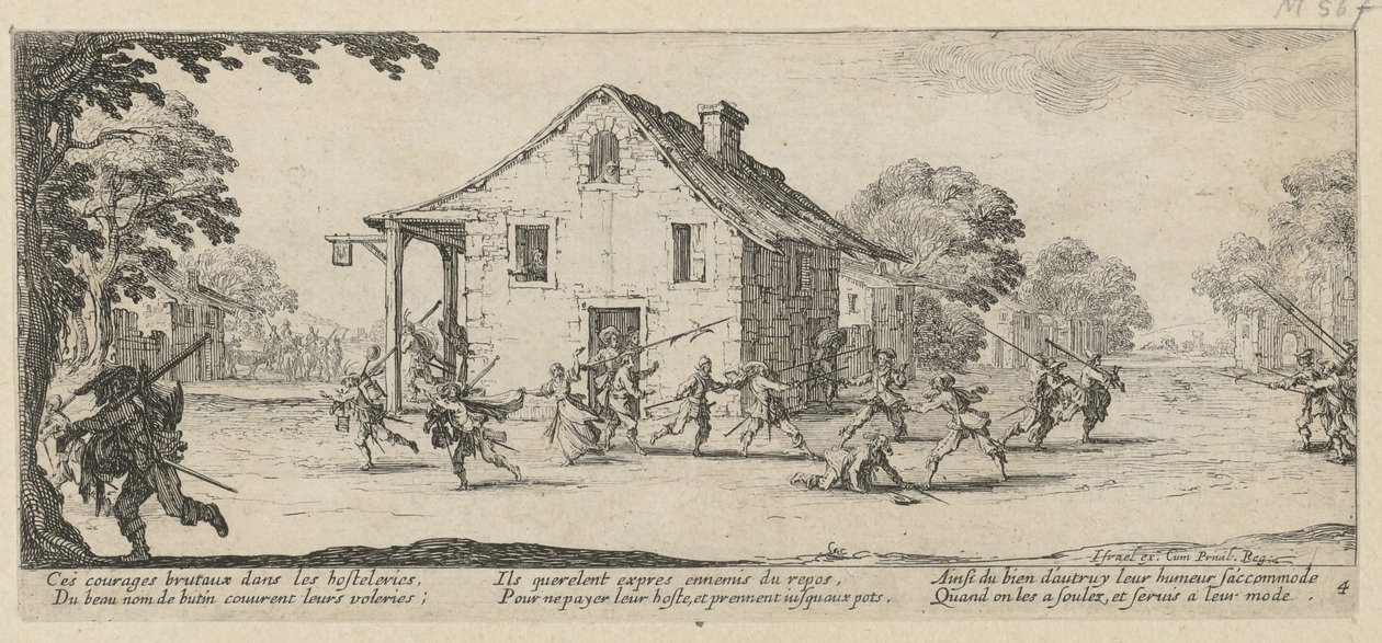 Plünderung, Blatt 4 der Folge "Grauen des Krieges" von Jacques Callot