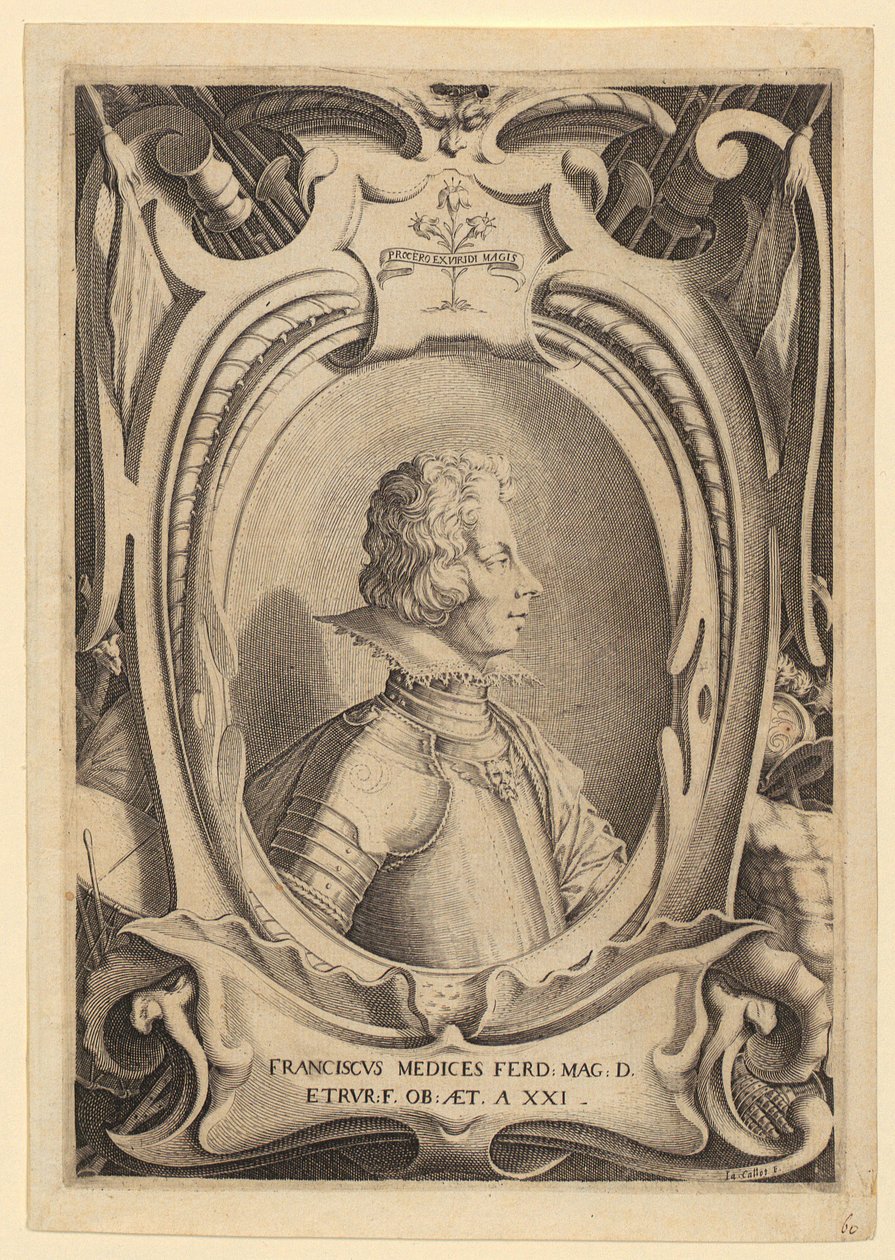Porträt von Francesco de’ Medici, Blatt 2 der Folge "Kupferstiche ausgeführt anlässlich der Beisetzung von Francesco de
