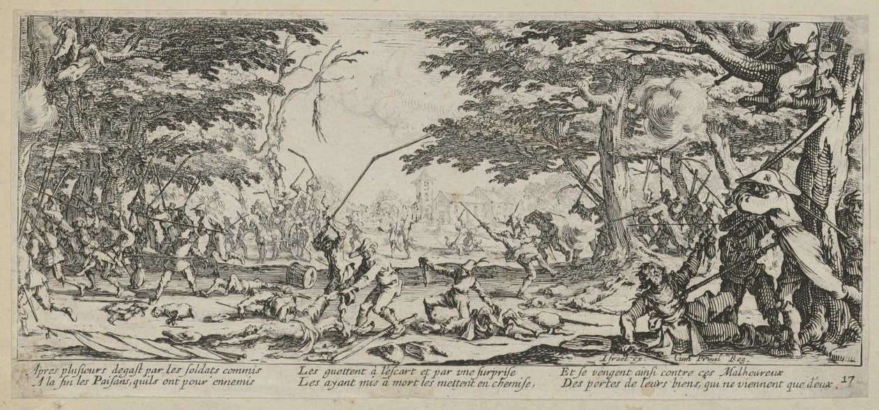 Rache der Bauern, Blatt 17 der Folge "Grauen des Krieges" von Jacques Callot