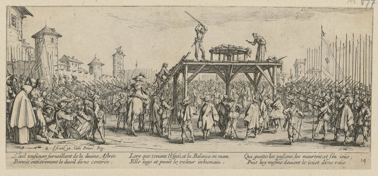 Rad, Blatt 14 der Folge "Grauen des Krieges" von Jacques Callot