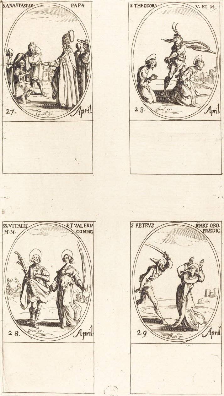 St. Anastasius, St. Theodora, Sts. Vitalis und Valeria, St. Peter Märtyrer von Jacques Callot