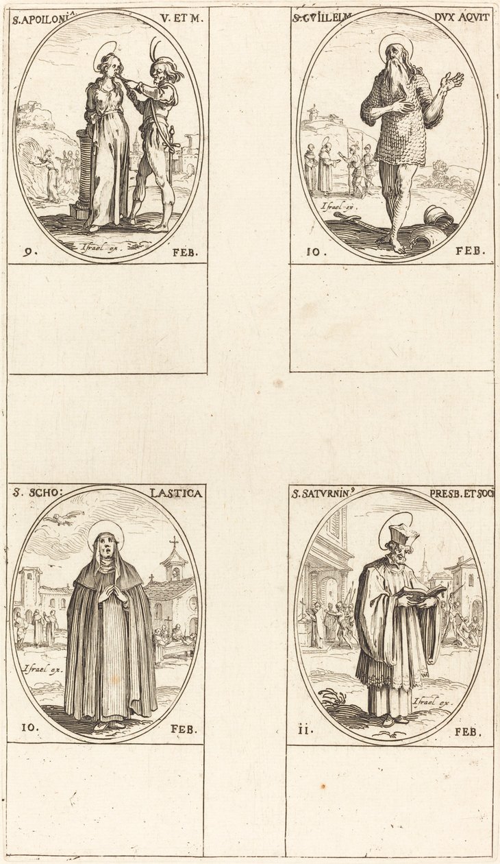 St. Apollonia; St. Guillaume; St. Scholastica; St. Saturnin von Jacques Callot