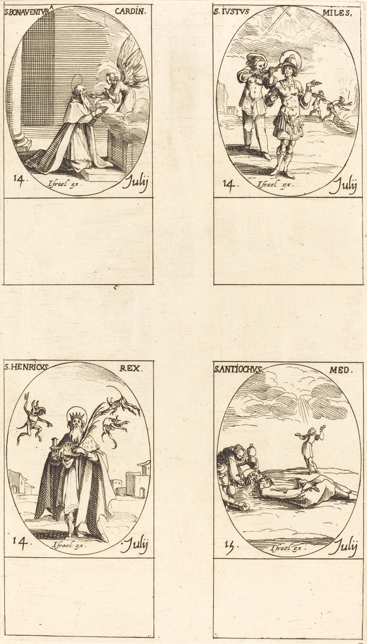 St. Bonaventura, St. Justus, St. Heinrich, Kaiser, St. Antiochus von Jacques Callot