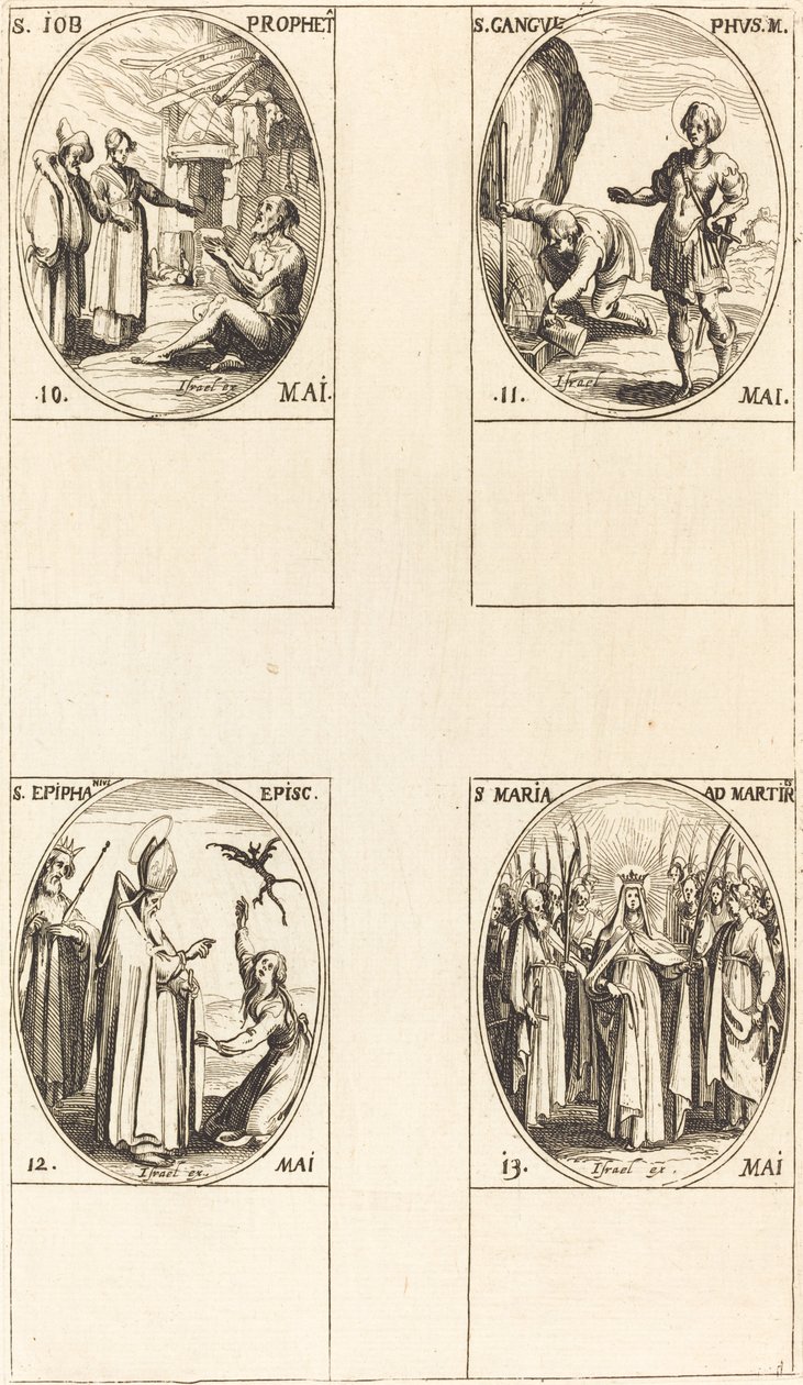 St. Hiob, Prophet; St. Gangulphus; St. Epiphanius; St. Maria der Märtyrer von Jacques Callot
