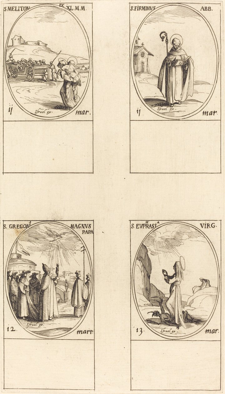 St. Meliton; St. Firminus; St. Gregor der Große; St. Euphrasia von Jacques Callot