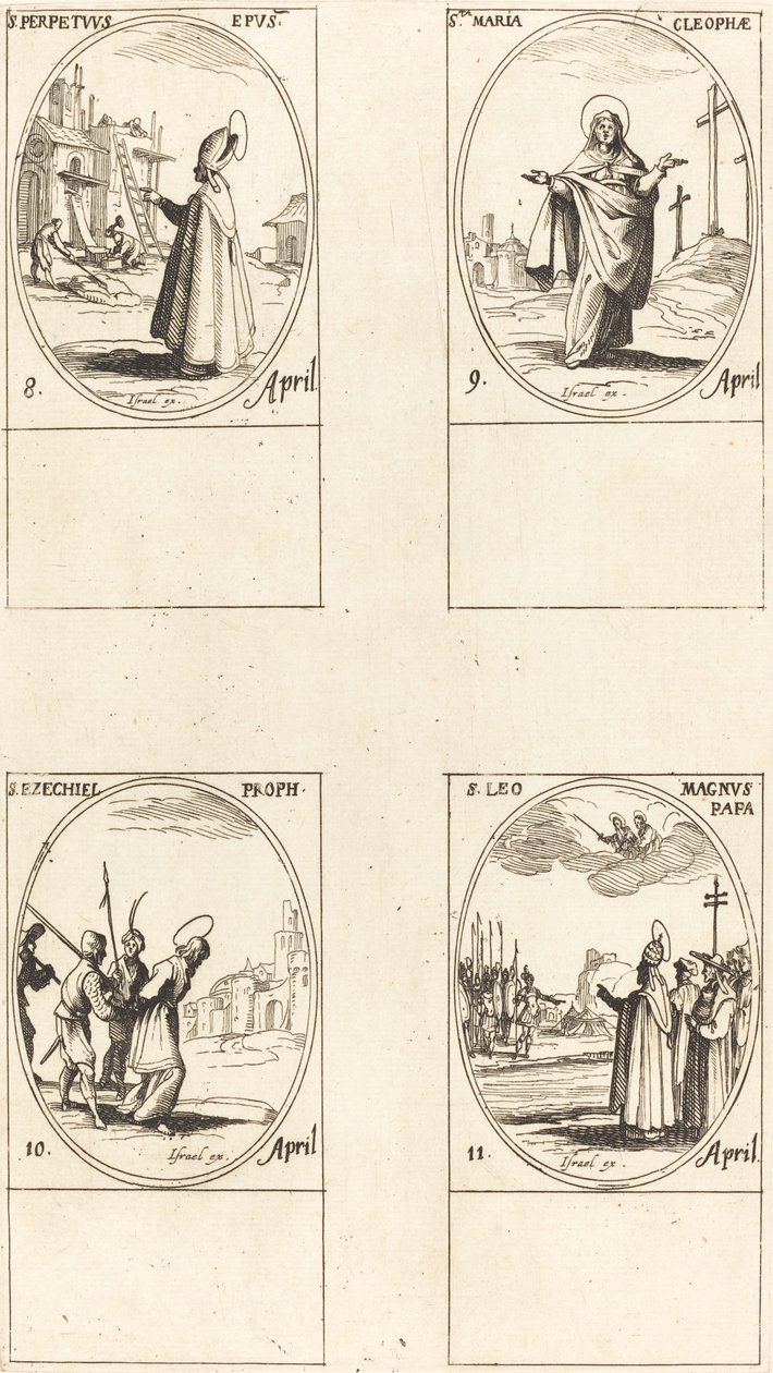 St. Perpetuus; St. Maria von Kleophas; St. Ezechiel; St. Leo der Große von Jacques Callot
