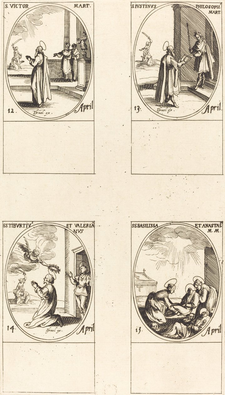 St. Viktor; St. Justinus; St. Tiburtius und Valerianus; St. Basilissa und Anastasia von Jacques Callot