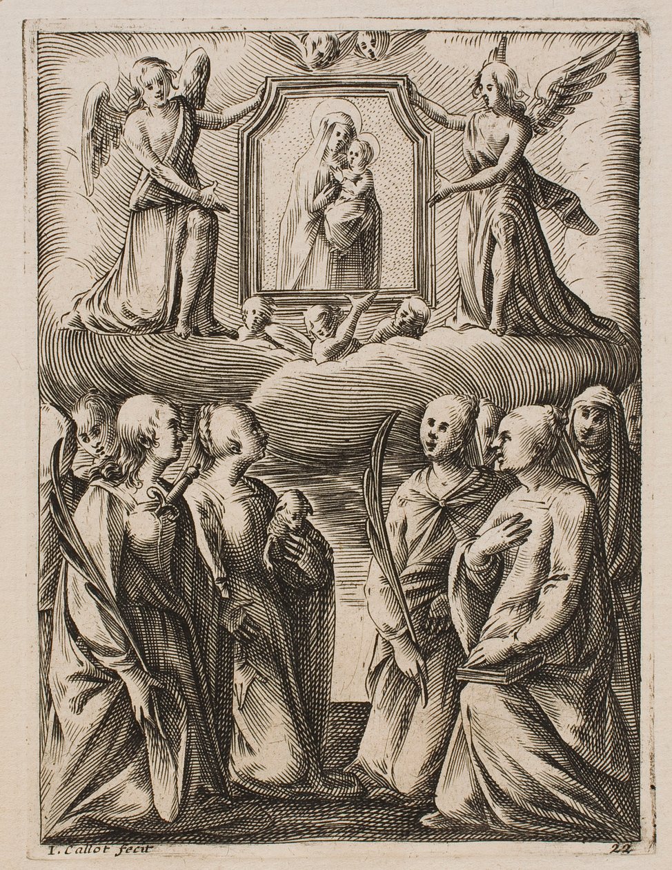 Die Anbetung der Jungfrau und des Kindes, aus der Serie „Bilder von Rom“ von Jacques Callot