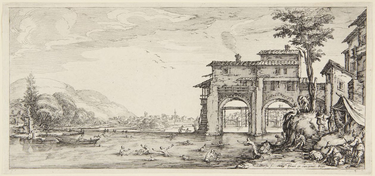Die Badenden, aus der Serie Paysages Gravées pour Jean de Médicis, Paysages Dessinés à Florence von Jacques Callot