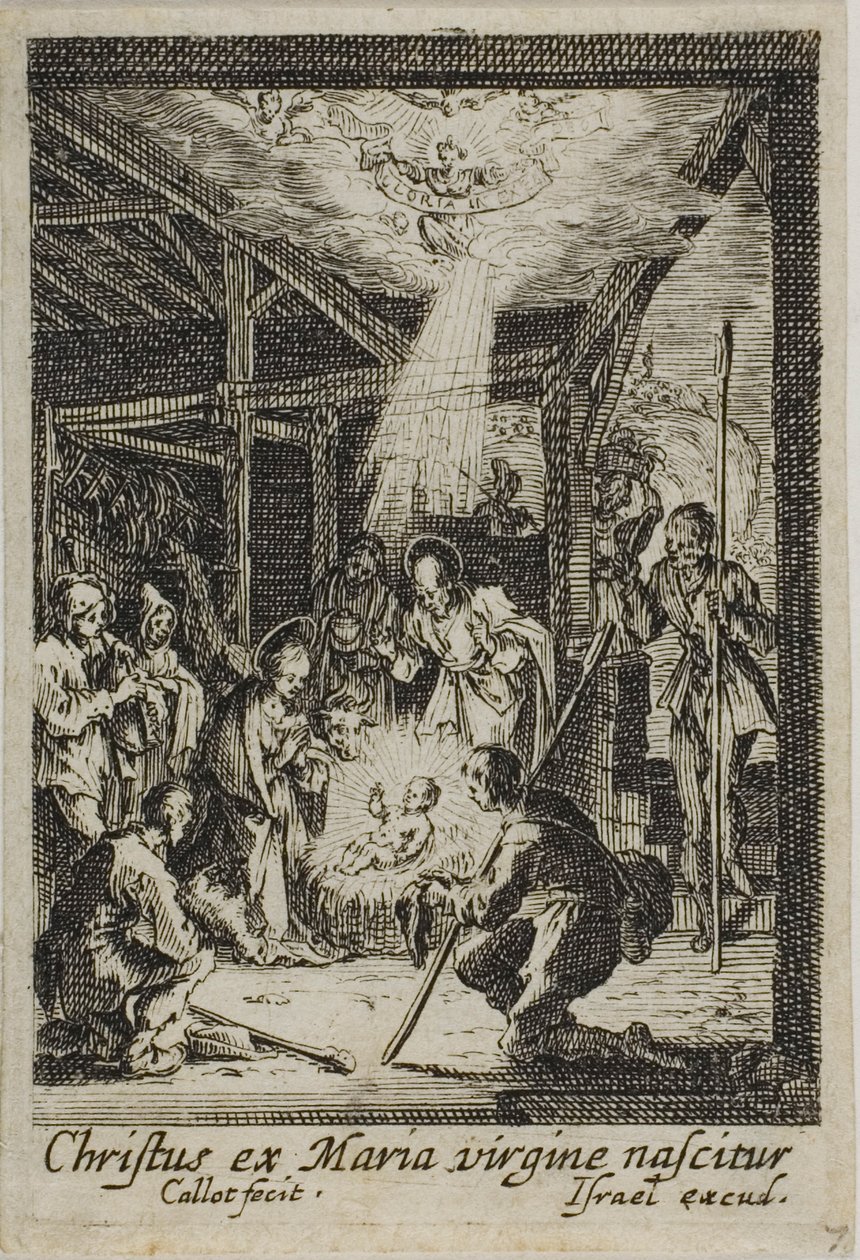 Die Geburt Jesu, aus Das Leben der Jungfrau von Jacques Callot