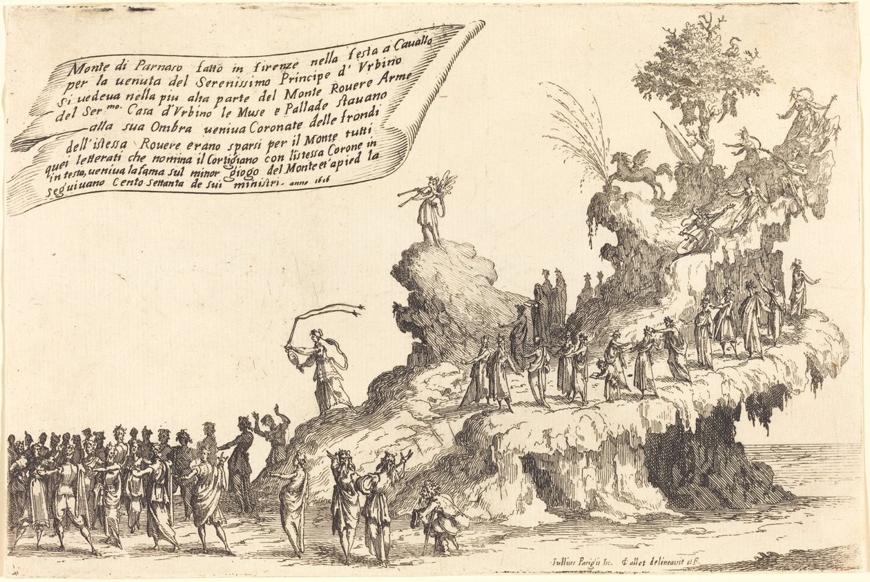Der Schwimmende Berg Parnassus, 1616 von Jacques Callot