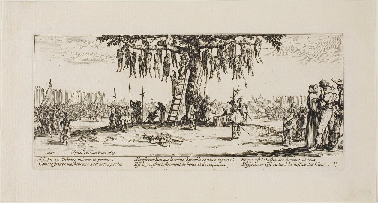 Die Hinrichtung, Tafel elf aus Die Elenden des Krieges von Jacques Callot