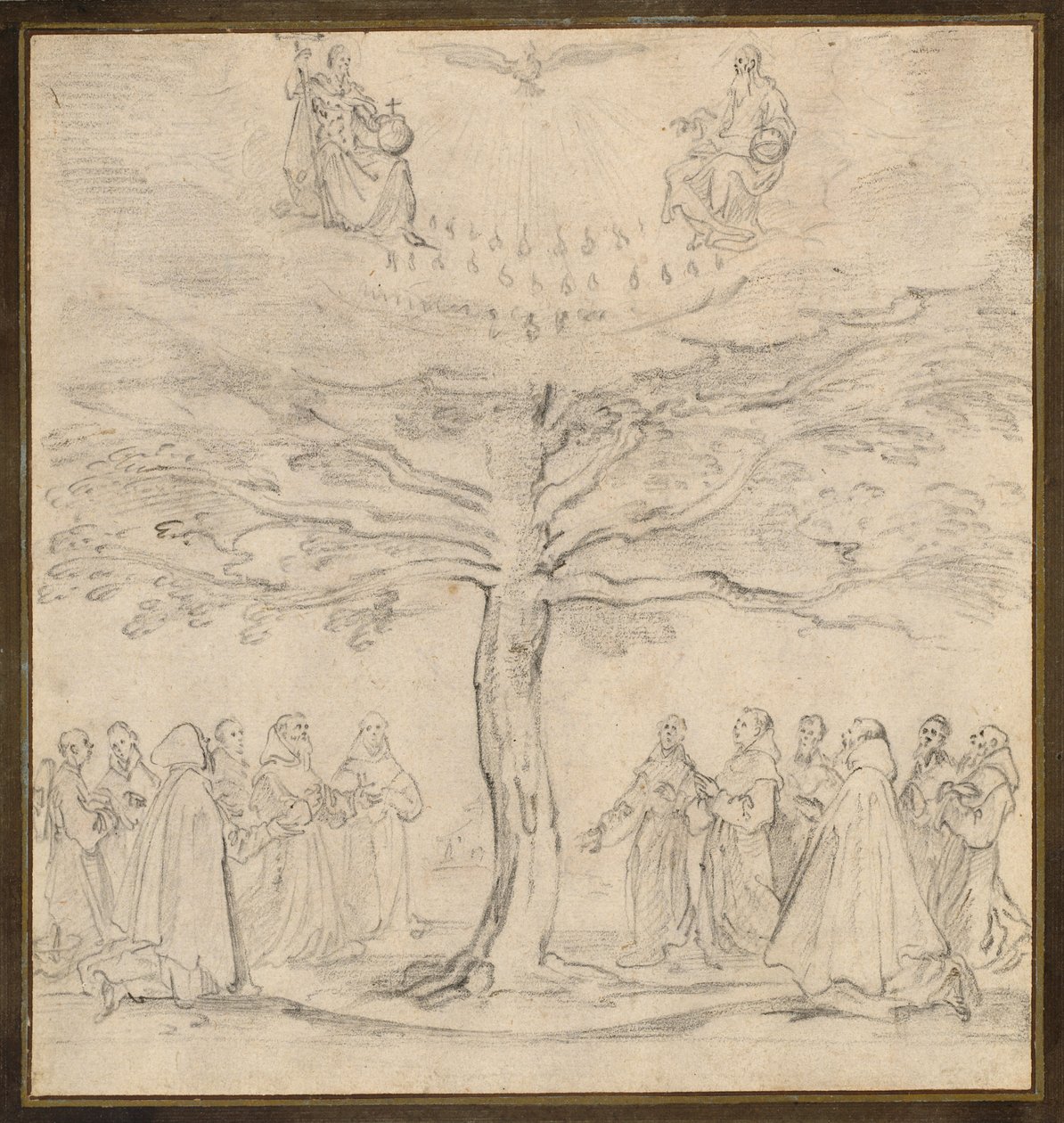 Die Heilige Dreifaltigkeit im Baum des Lebens, verehrt von Franziskanern von Jacques Callot