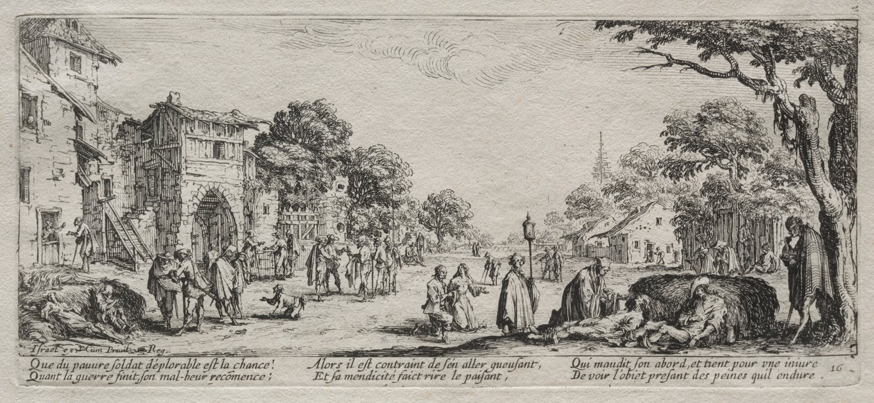 Die großen Elendnisse des Krieges: Die Bettler und die Sterbenden, 1633 von Jacques Callot