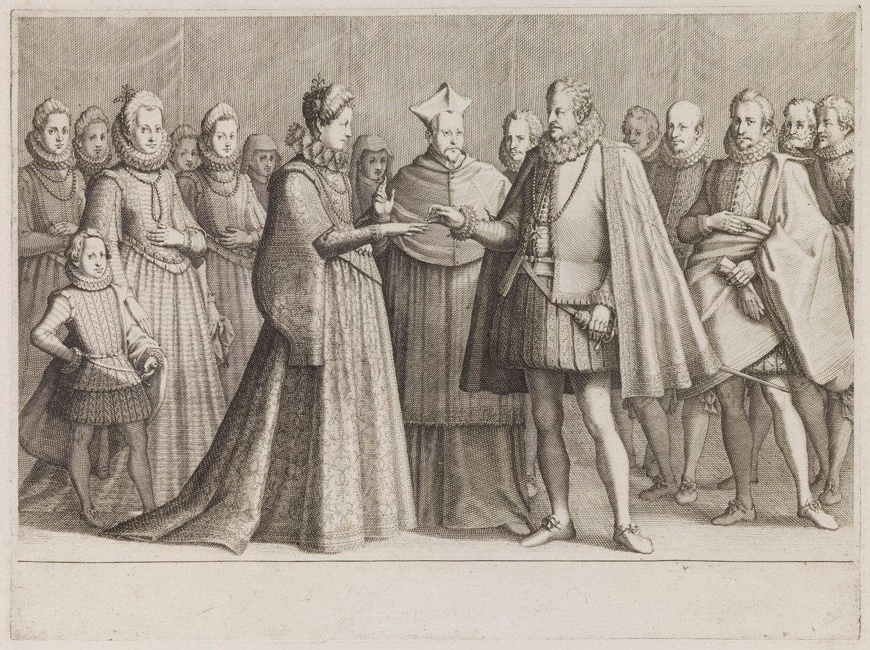 Die Hochzeit von Ferdinand I. mit Christine von Lothringen, aus der Serie "Das Leben von Ferdinand de Medici" von Jacques Callot