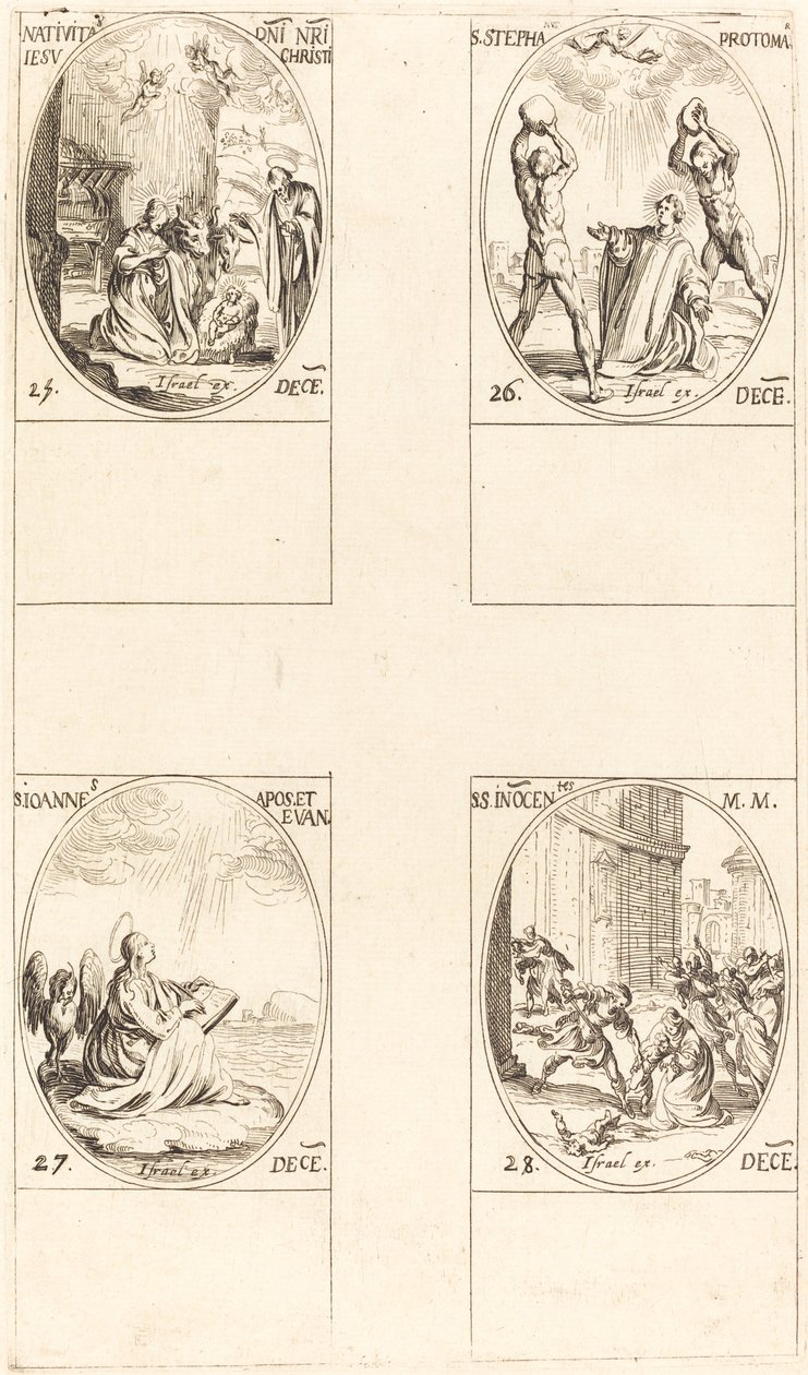 Die Geburt Christi; St. Stephan; St. Johannes; Heilige Unschuldige von Jacques Callot
