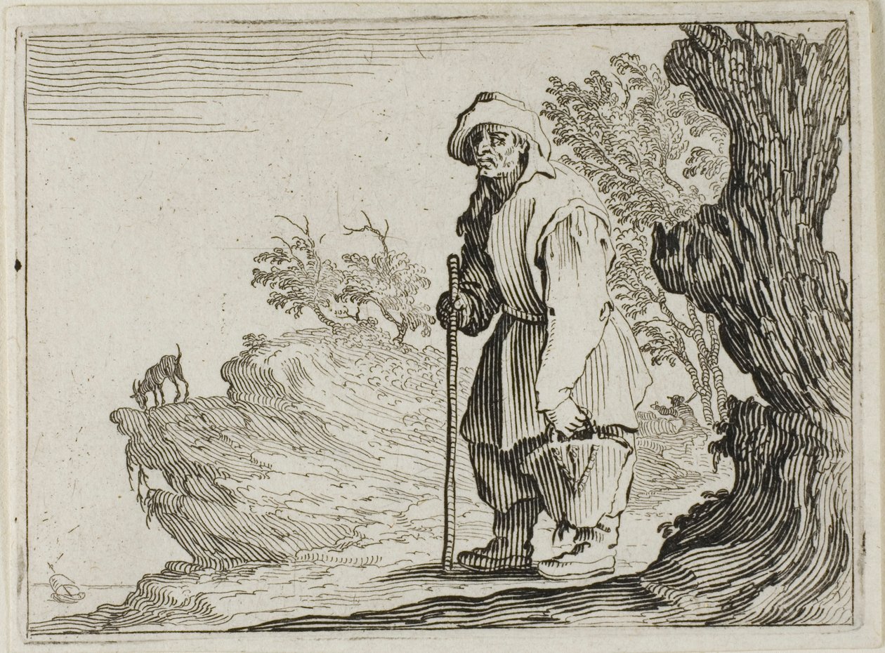 Der Bauer trägt seine Tasche, aus Die Launen von Jacques Callot