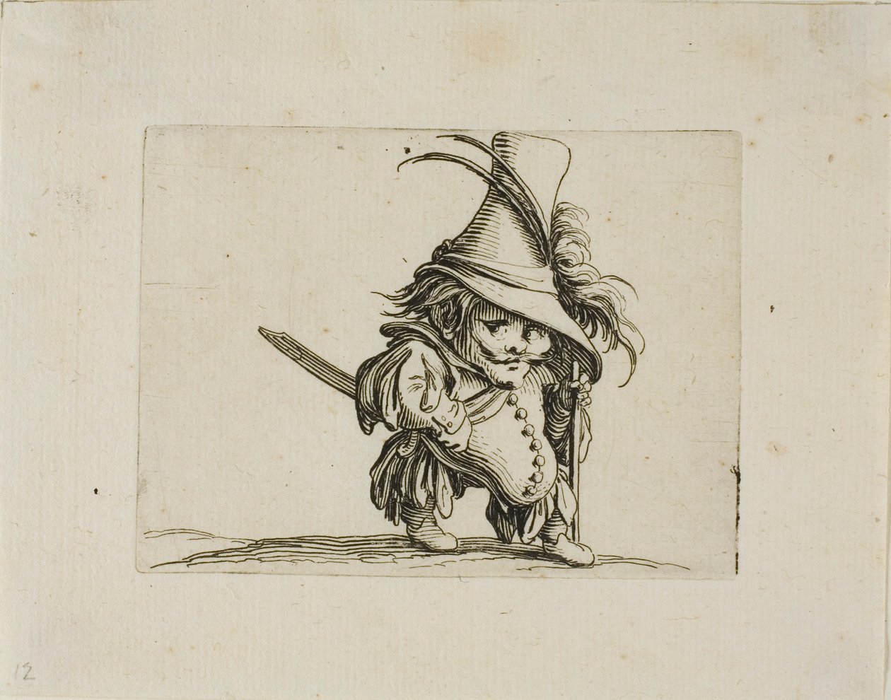 Der dickbäuchige Mann mit hohem Hut, aus Varie Figure Gobbi von Jacques Callot