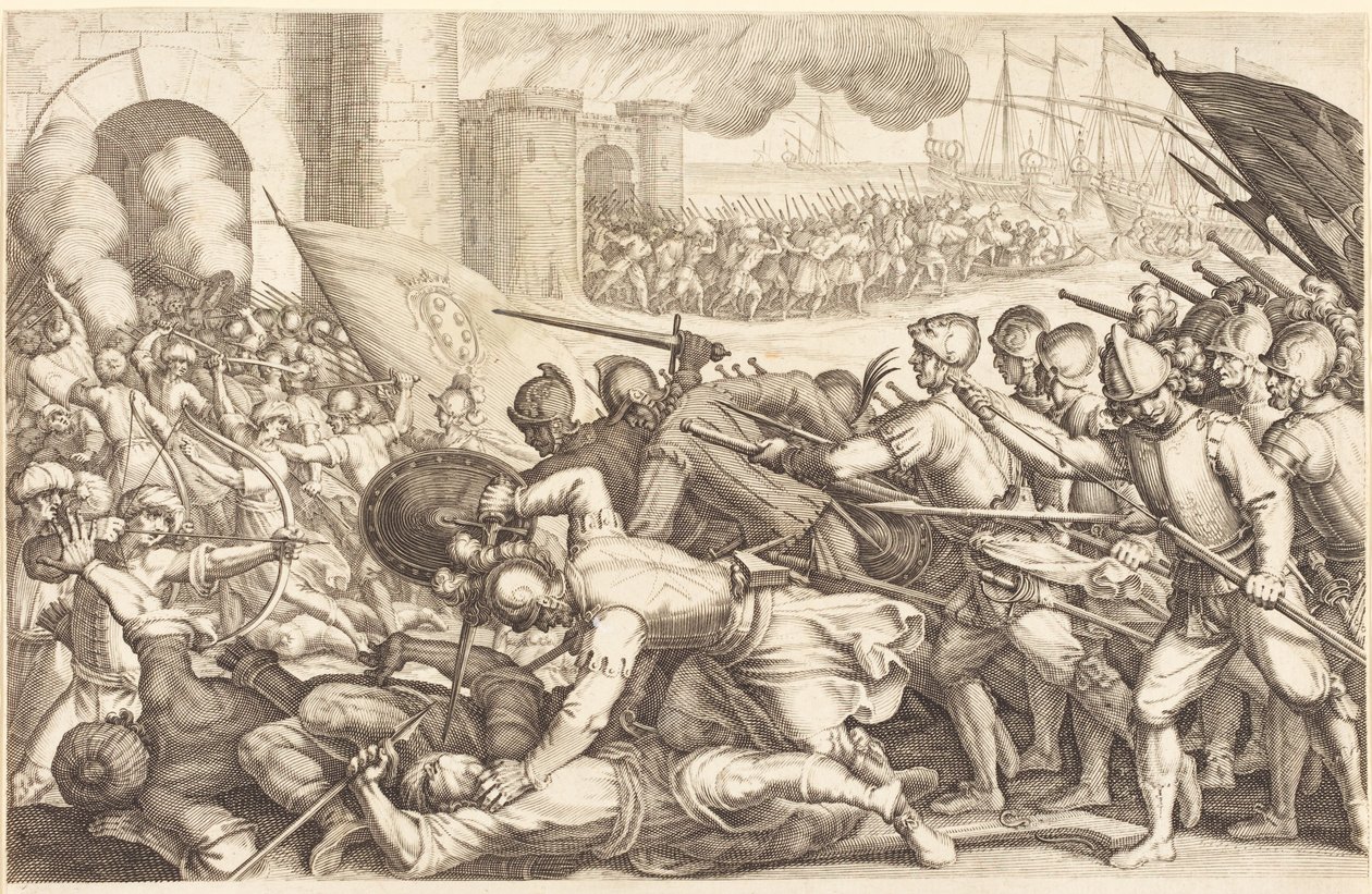 Die Truppen erzwingen den Zugang durch das Tor einer Stadt von Jacques Callot