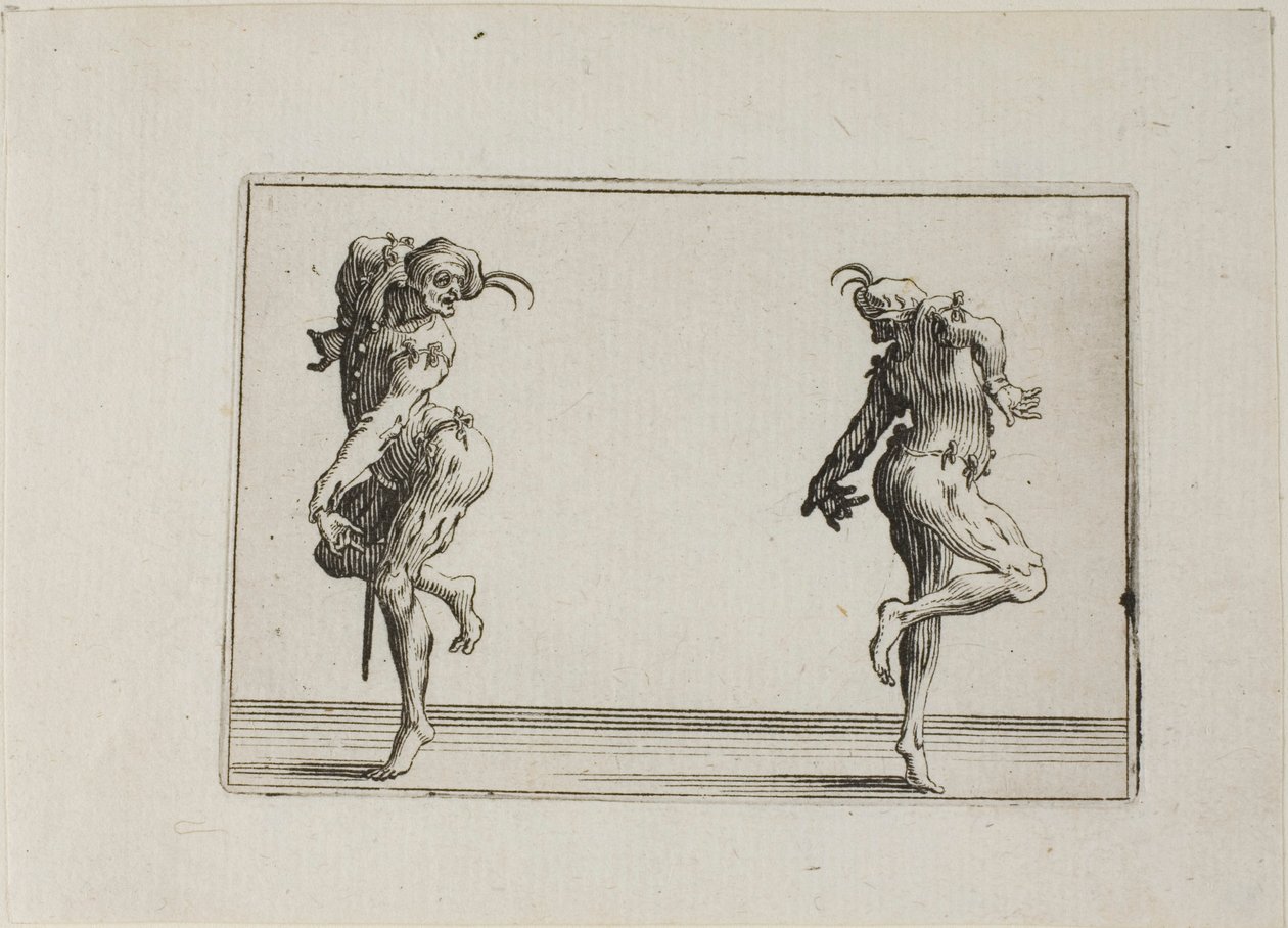 Die beiden Pantalons, die ihren Rücken kehren, aus Die Kaprizen von Jacques Callot