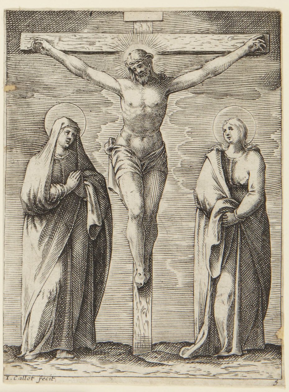 Die Jungfrau und St. Johannes am Fuße des Kreuzes von Jacques Callot